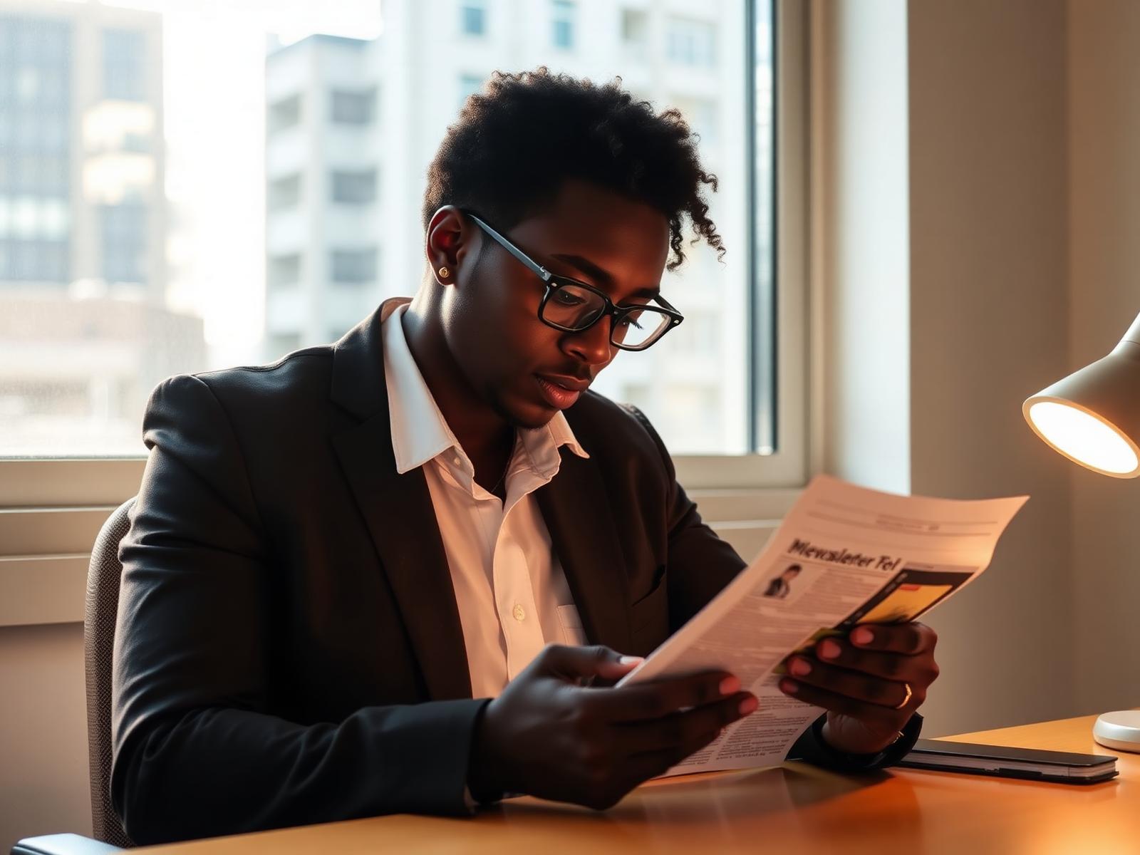 A marketer reading The Brief newsletter